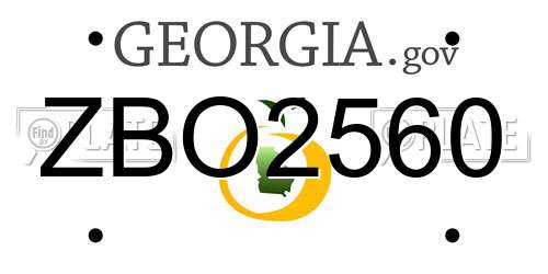 ZBO2560 Georgia License Plate