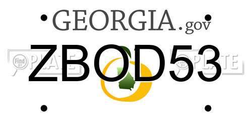 ZBOD53 Georgia License Plate