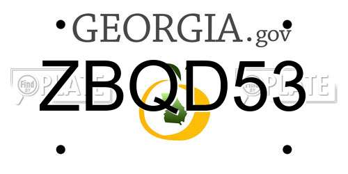 ZBQD53 Georgia License Plate