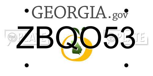 ZBQO53 Georgia License Plate