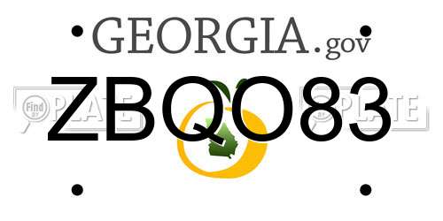 ZBQO83 Georgia License Plate