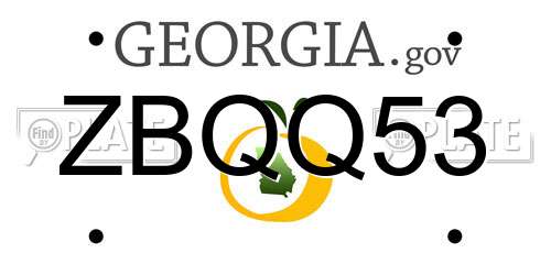 ZBQQ53 Georgia License Plate
