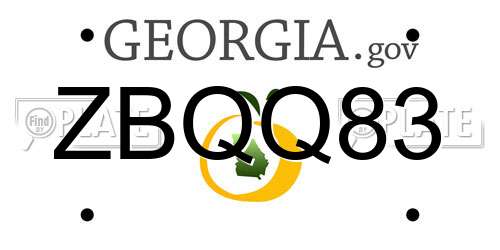 ZBQQ83 Georgia License Plate