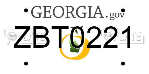 ZBT0221 Georgia License Plate