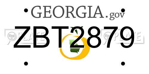 ZBT2879 Georgia License Plate