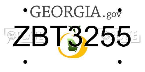 ZBT3255 Georgia License Plate