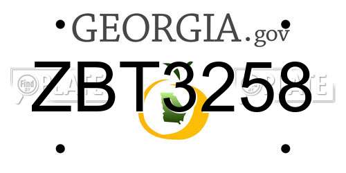 ZBT3258 Georgia License Plate