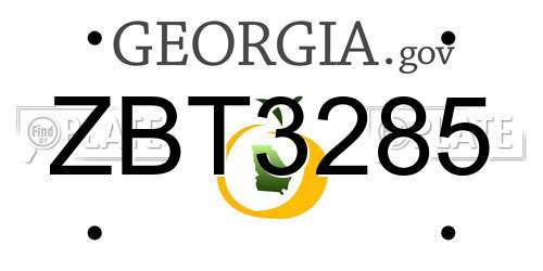 ZBT3285 Georgia License Plate