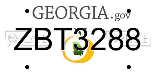 ZBT3288 Georgia License Plate