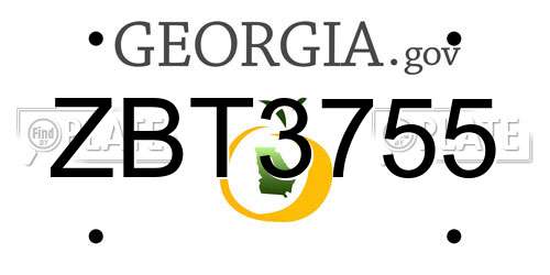 ZBT3755 Georgia License Plate