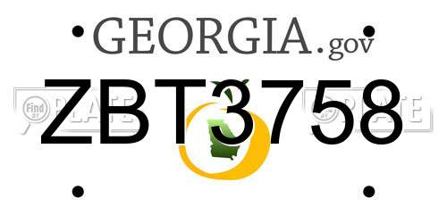 ZBT3758 Georgia License Plate