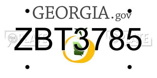 ZBT3785 Georgia License Plate