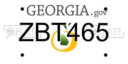 ZBT465 Georgia License Plate