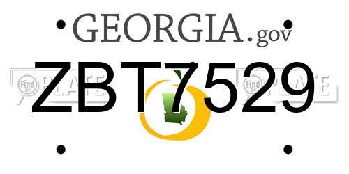 ZBT7529 Georgia License Plate