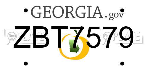 ZBT7579 Georgia License Plate