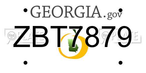 ZBT7879 Georgia License Plate