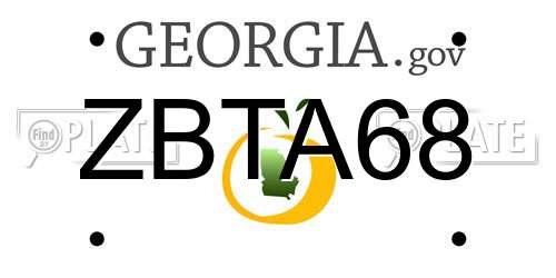 ZBTA68 Georgia License Plate