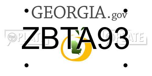 ZBTA93 Georgia License Plate