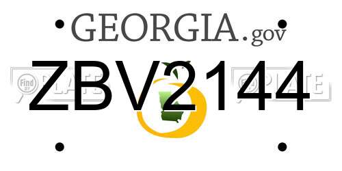ZBV2144 Georgia License Plate