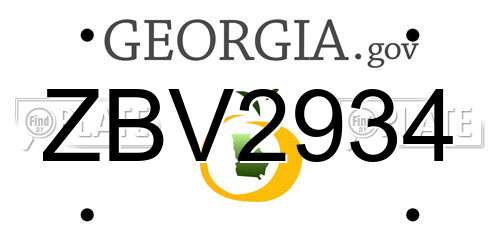 ZBV2934 Georgia License Plate