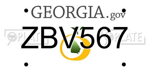 ZBV567 Georgia License Plate