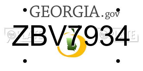 ZBV7934 Georgia License Plate