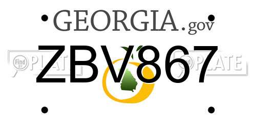 ZBV867 Georgia License Plate