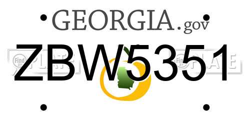 ZBW5351 Georgia License Plate