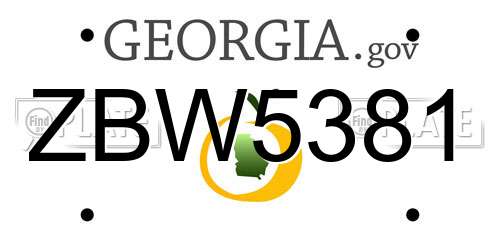 ZBW5381 Georgia License Plate