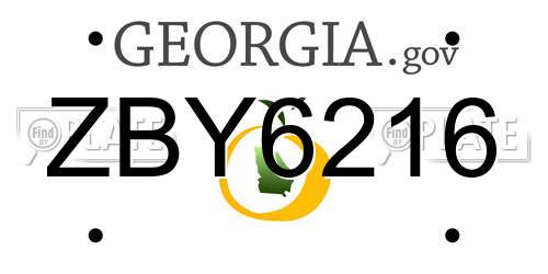 ZBY6216 Georgia License Plate