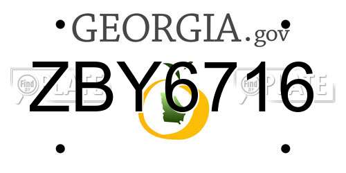 ZBY6716 Georgia License Plate