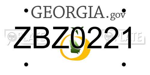 ZBZ0221 Georgia License Plate