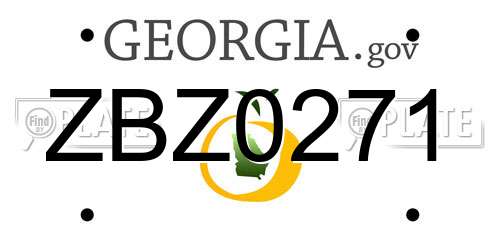 ZBZ0271 Georgia License Plate