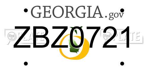 ZBZ0721 Georgia License Plate