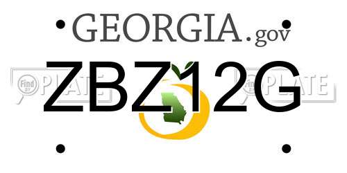 ZBZ12G Georgia License Plate