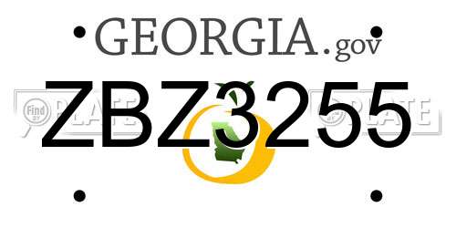 ZBZ3255 Georgia License Plate