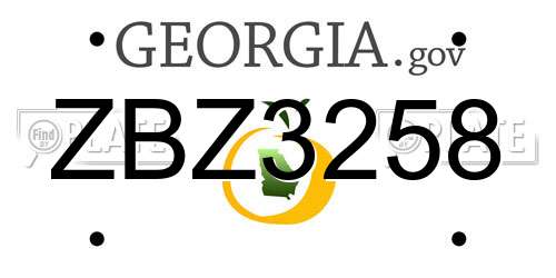 ZBZ3258 Georgia License Plate