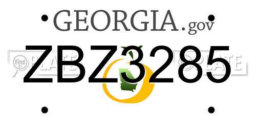 ZBZ3285 Georgia License Plate