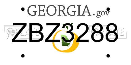 ZBZ3288 Georgia License Plate