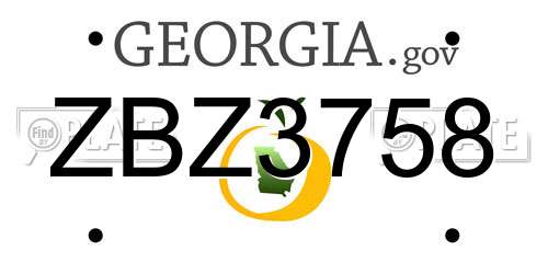 ZBZ3758 Georgia License Plate