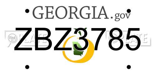 ZBZ3785 Georgia License Plate