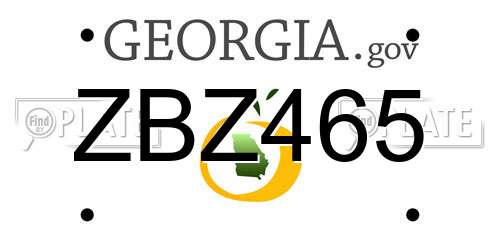 ZBZ465 Georgia License Plate