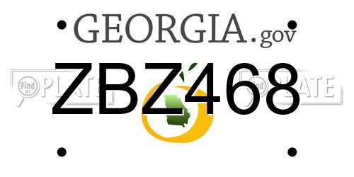 ZBZ468 Georgia License Plate