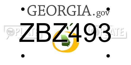 ZBZ493 Georgia License Plate