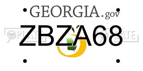 ZBZA68 Georgia License Plate