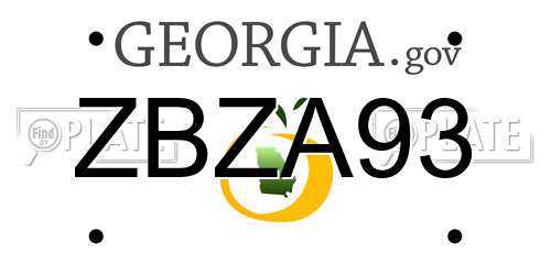 ZBZA93 Georgia License Plate