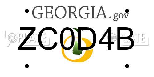 ZC0D4B Georgia License Plate