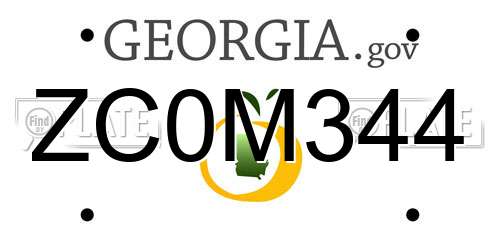 ZC0M344 Georgia License Plate