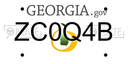 ZC0Q4B Georgia License Plate