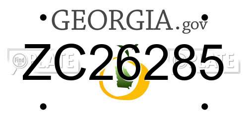 ZC26285 Georgia License Plate